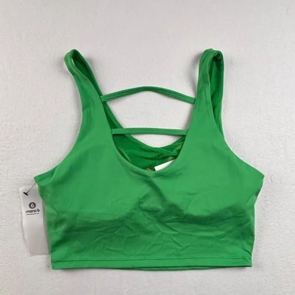 NWT Mono B Green Crisscross Back Sports Bra Women's Large Activewear